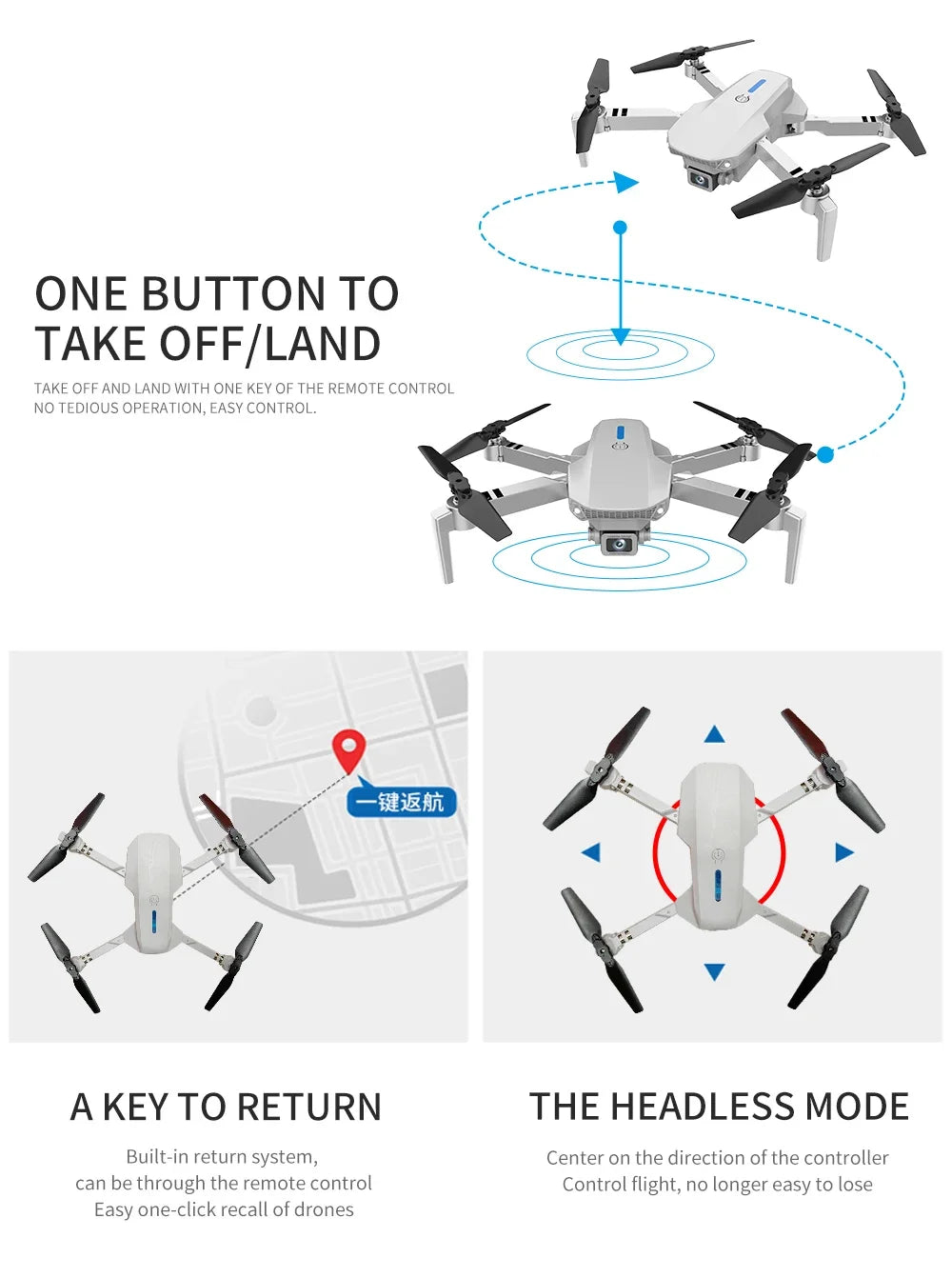 HD 4K Camera E88 Professional Wide Angle RC Drone Foldable Helicopter Aircraft with Altitude Hold